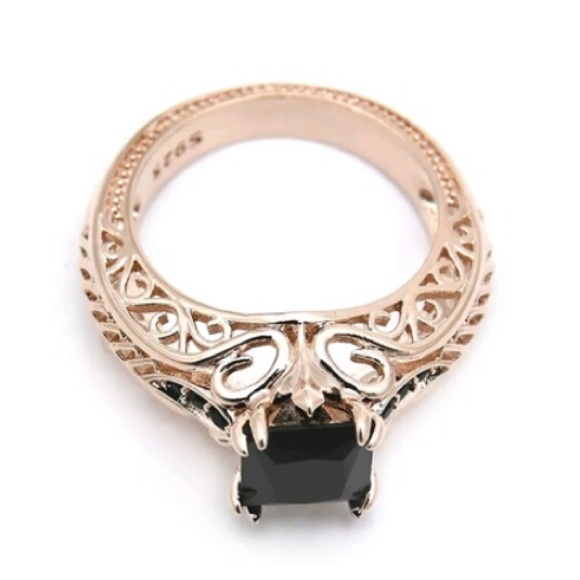 NEW STERLING STERLING STAMPED BLACK SAPPHIRE RING - Picture 3 of 4